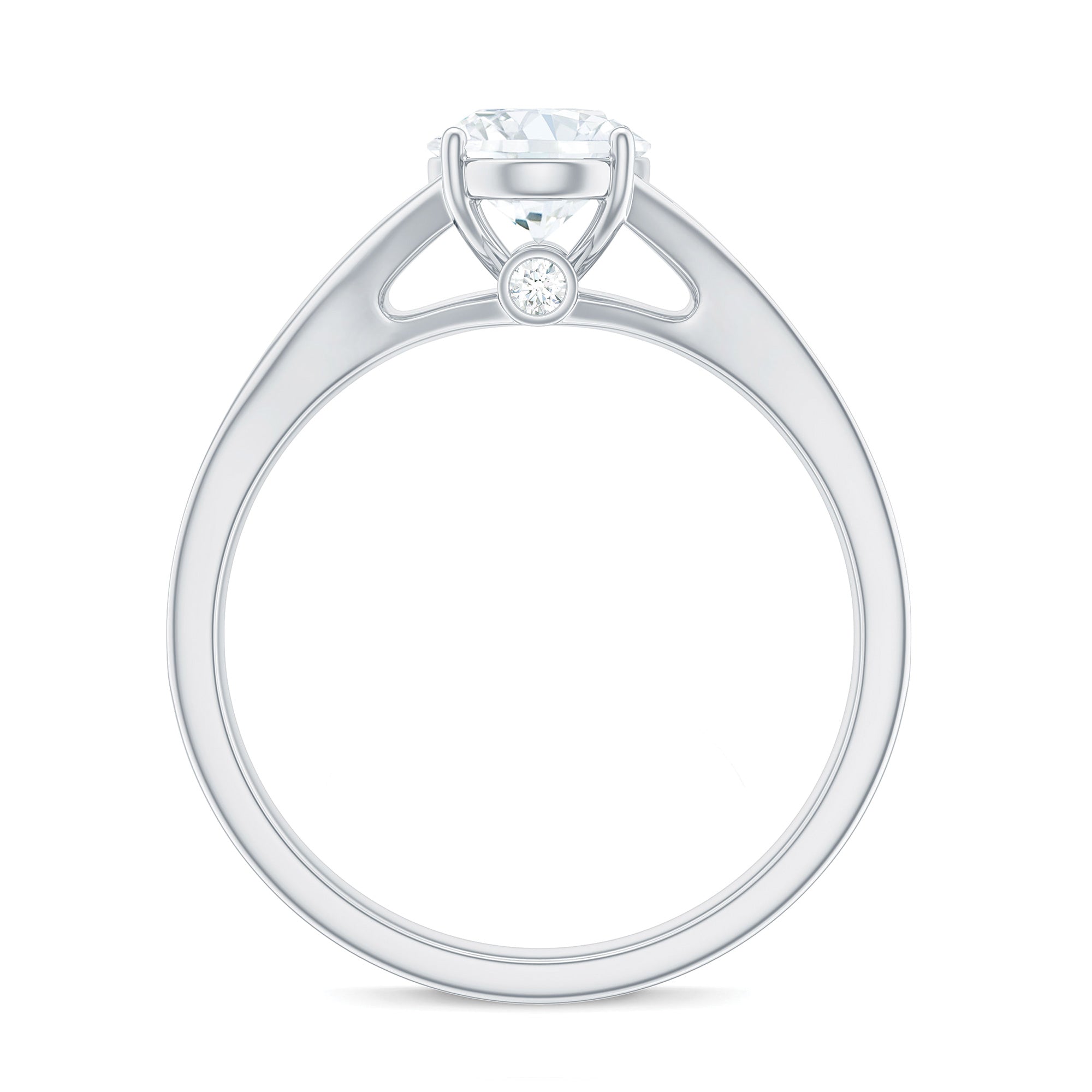 Oval Cut Moissanite Solitaire Engagement Ring with Split Shank Moissanite - ( D-VS1 ) - Color and Clarity - Rosec Jewels