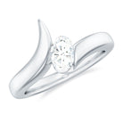 Oval Cut Certified Moissanite Solitaire Bypass Ring in Gold Moissanite - ( D-VS1 ) - Color and Clarity - Rosec Jewels