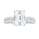 Emerald Cut Moissanite Solitaire Engagement Ring Moissanite - ( D-VS1 ) - Color and Clarity - Rosec Jewels