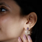 Polki Diamond and Tanzanite Teardrop Earrings in 18k Gold - Rosec Jewels