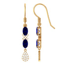 2 CT Oval Cut Blue Sapphire and Diamond Dangle Earrings Blue Sapphire - ( AAA ) - Quality - Rosec Jewels