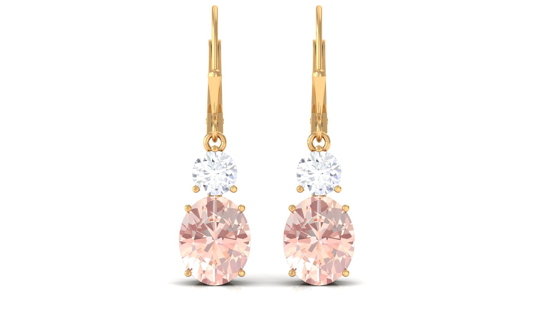 Certified Natural Morganite Drop Leave Back Earrings Morganite - ( AAA ) - Quality - Rosec Jewels