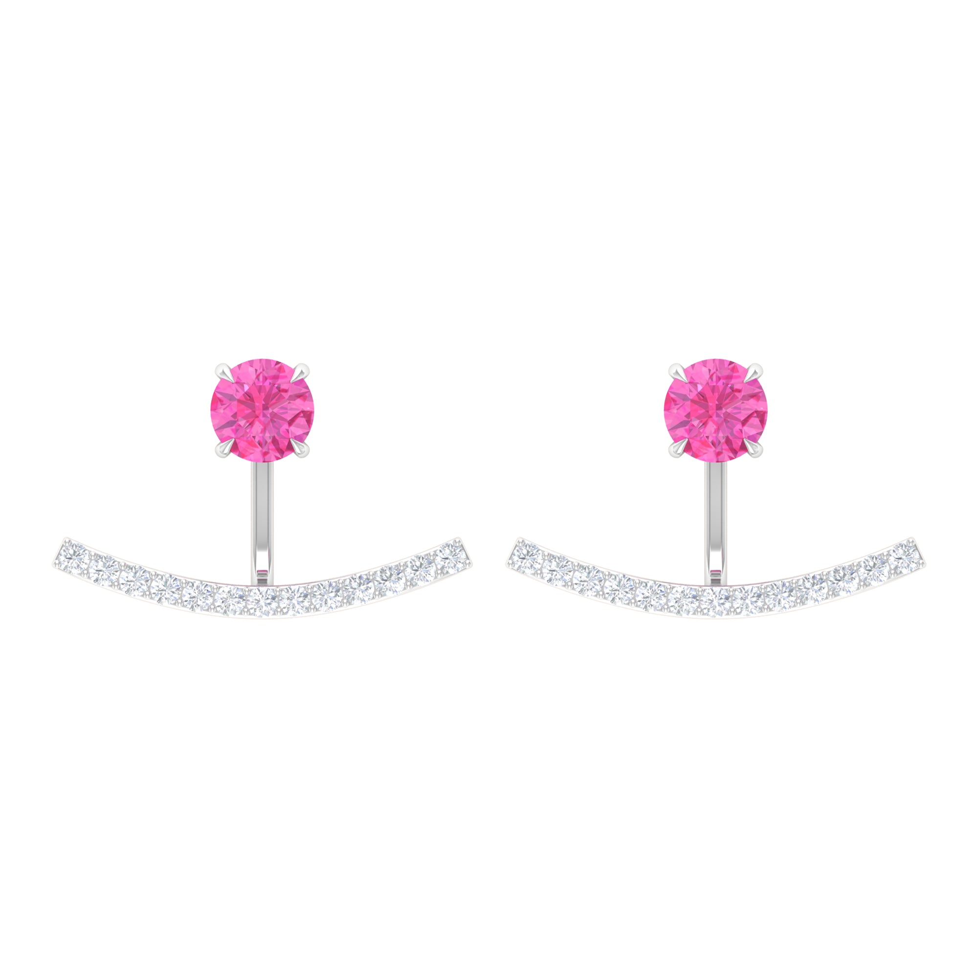 1 CT Pink Sapphire and Diamond Classic Jacket Earrings Pink Sapphire - ( AAA ) - Quality - Rosec Jewels