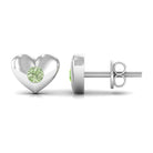 Gypsy Set Green Sapphire Heart Stud Earrings Green Sapphire - ( AAA ) - Quality - Rosec Jewels