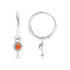 0.25 CT Bezel Set Orange Sapphire and Diamond Simple Hoop Drop Earrings Orange Sapphire - ( AAA ) - Quality - Rosec Jewels