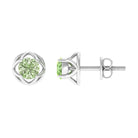 Round Green Sapphire Solitaire Flower Stud Earrings Green Sapphire - ( AAA ) - Quality - Rosec Jewels