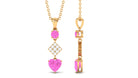 Heart and Round Shape Pink Sapphire and Diamond Dangle Pendant Pink Sapphire - ( AAA ) - Quality - Rosec Jewels