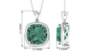 Created Green Sapphire Pendant Necklace with Moissanite Halo Lab Created Green Sapphire - ( AAAA ) - Quality - Rosec Jewels