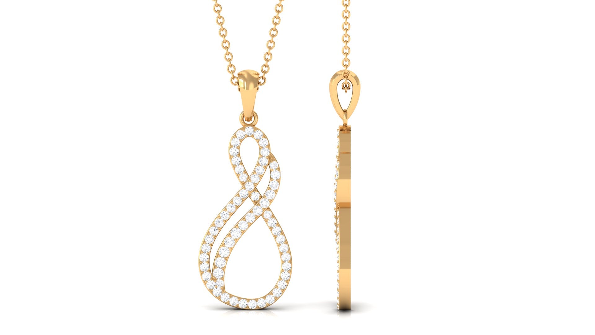 Minimal Diamond Infinity Pendant in Pave Setting Diamond - ( HI-SI ) - Color and Clarity - Rosec Jewels