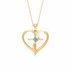 0.25 CT Aquamarine Cross Heart Pendant Necklace in Prong Setting Aquamarine - ( AAA ) - Quality - Rosec Jewels