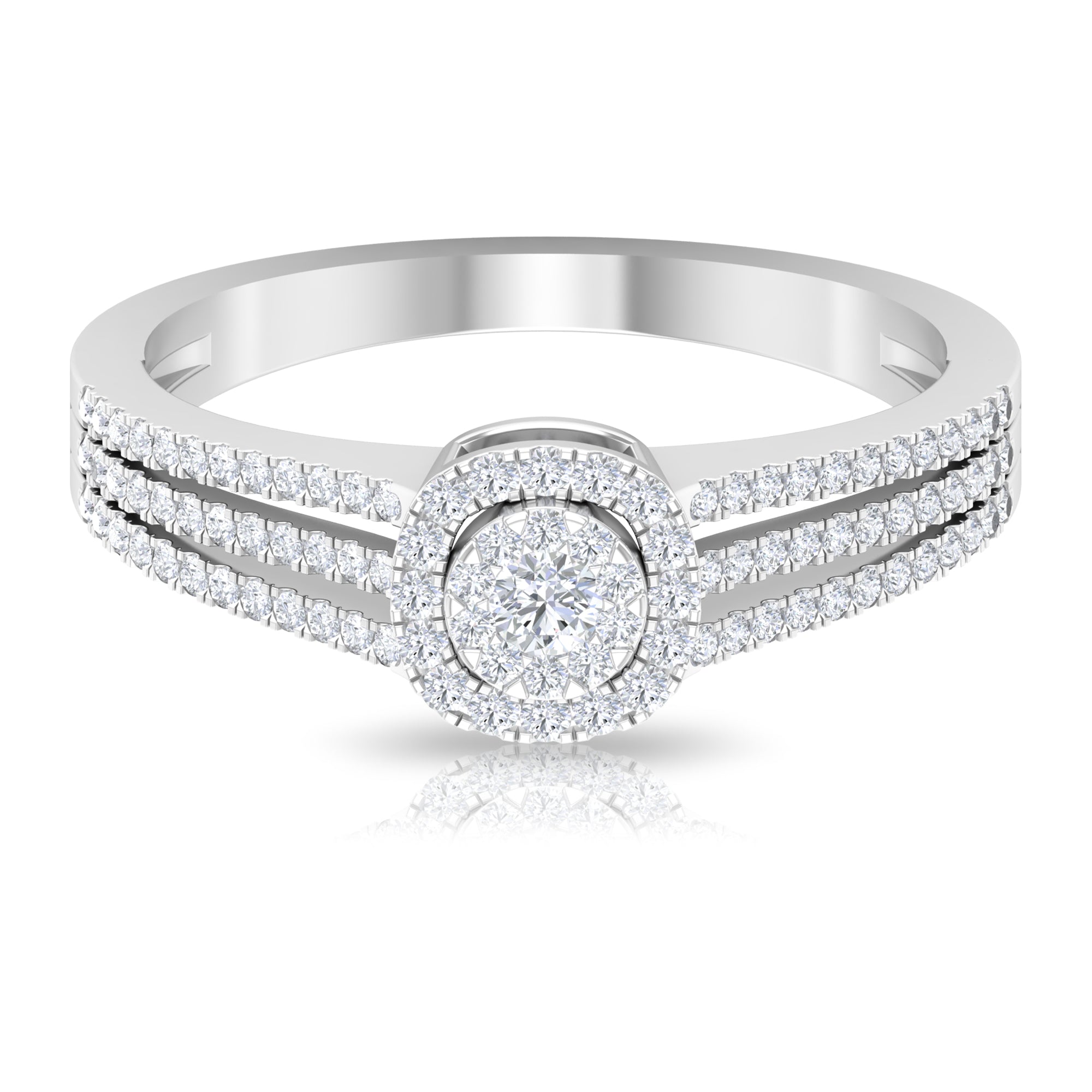 Classic Diamond Split Shank Engagement Ring Diamond - ( HI-SI ) - Color and Clarity - Rosec Jewels