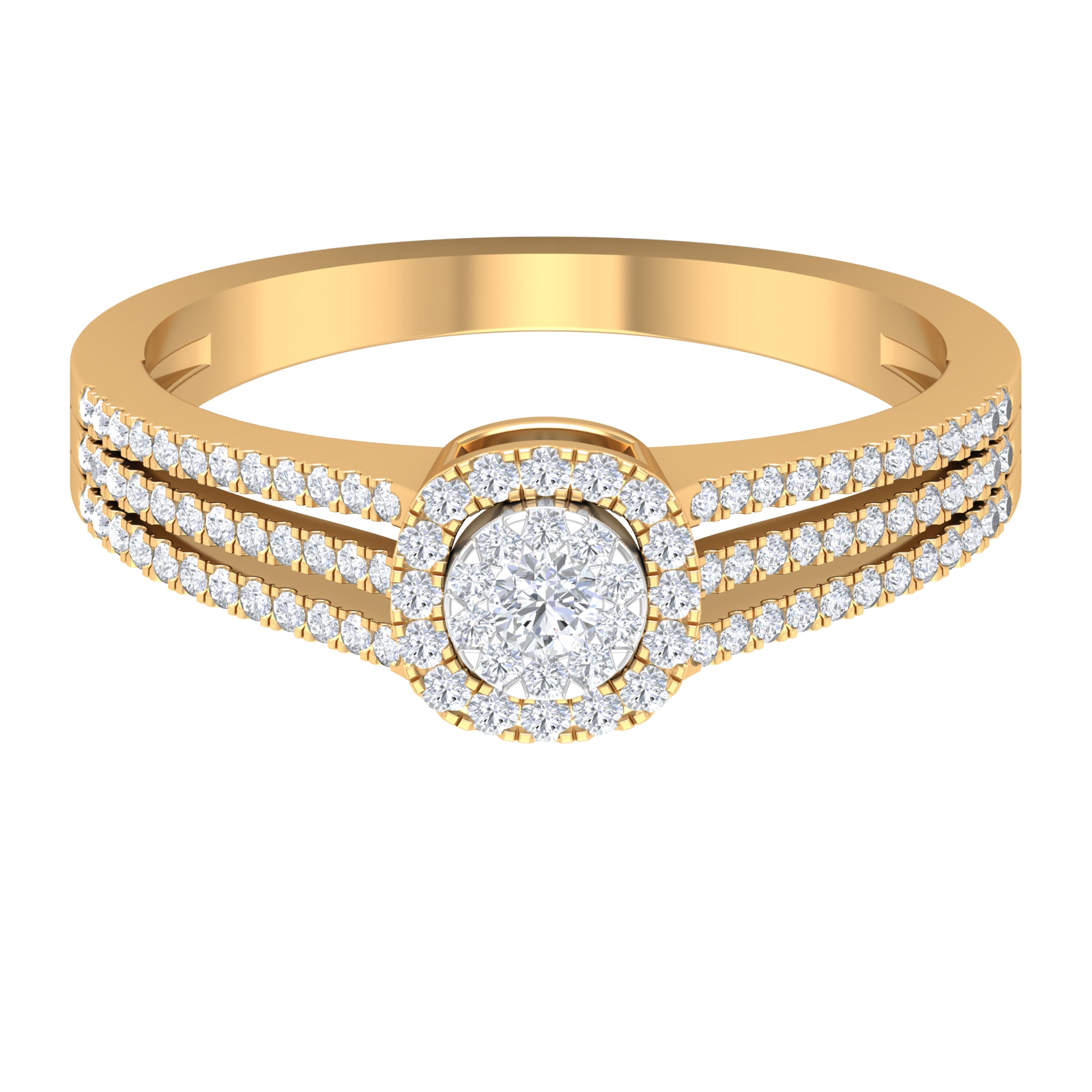 Classic Diamond Split Shank Engagement Ring Diamond - ( HI-SI ) - Color and Clarity - Rosec Jewels