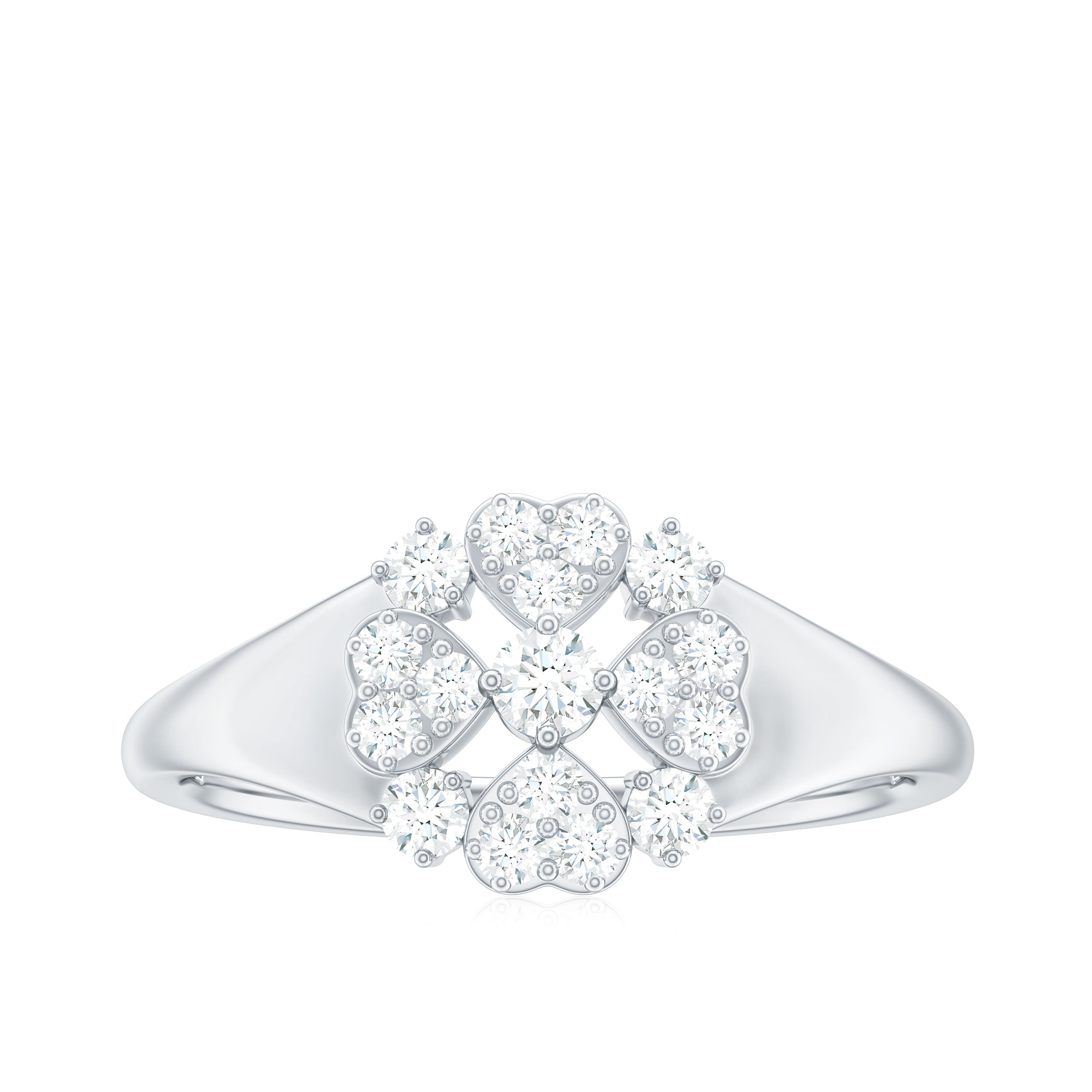 Illusion Set Diamond Floral Heart Ring Diamond - ( HI-SI ) - Color and Clarity - Rosec Jewels