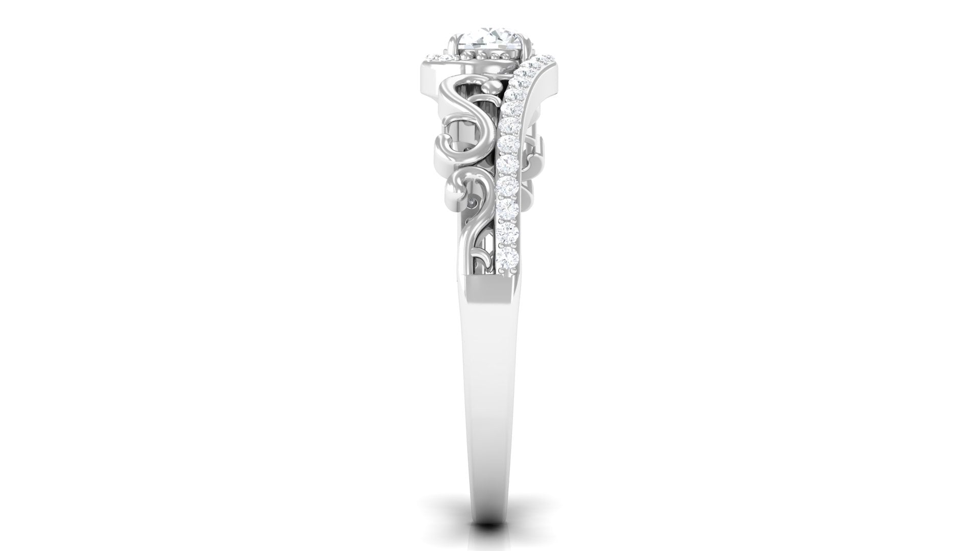 1/2 CT Genuine Diamond Engagement Ring with Bypass Shank Diamond - ( HI-SI ) - Color and Clarity - Rosec Jewels