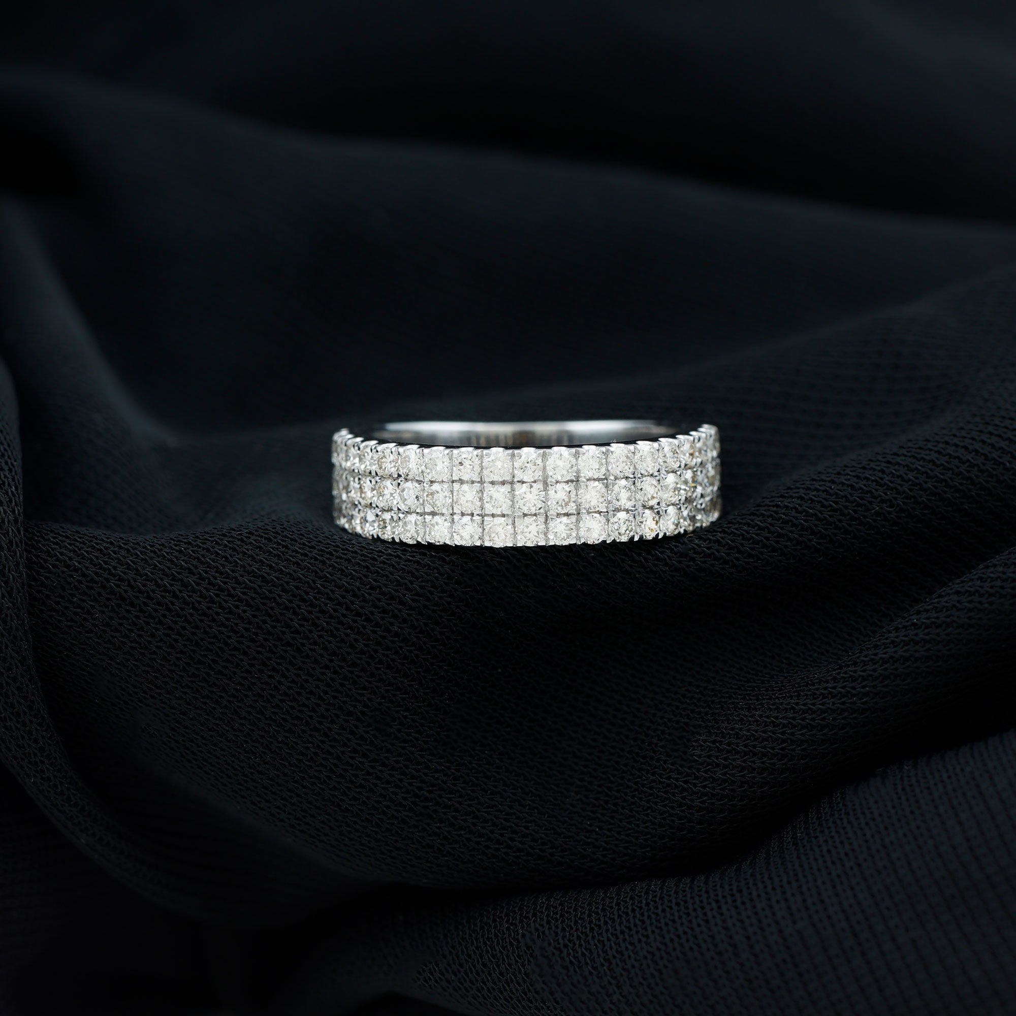 1.50 CT Certified Zircon Semi Eternity Ring in Pave Setting Zircon - ( AAAA ) - Quality - Rosec Jewels