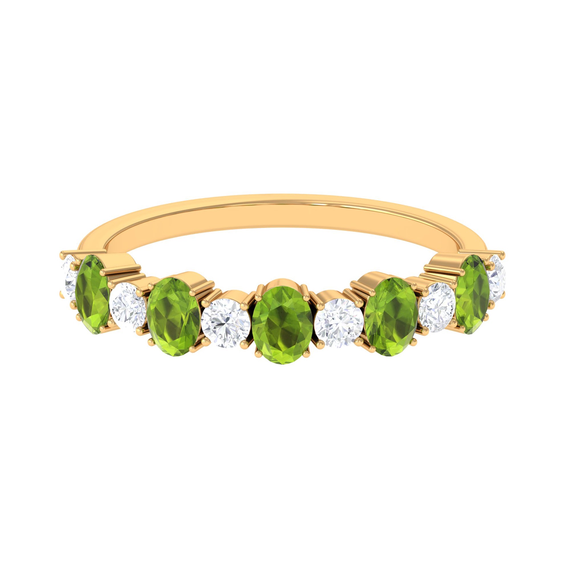 1.50 CT Alternate Peridot and Diamond Half Eternity Ring Peridot - ( AAA ) - Quality - Rosec Jewels