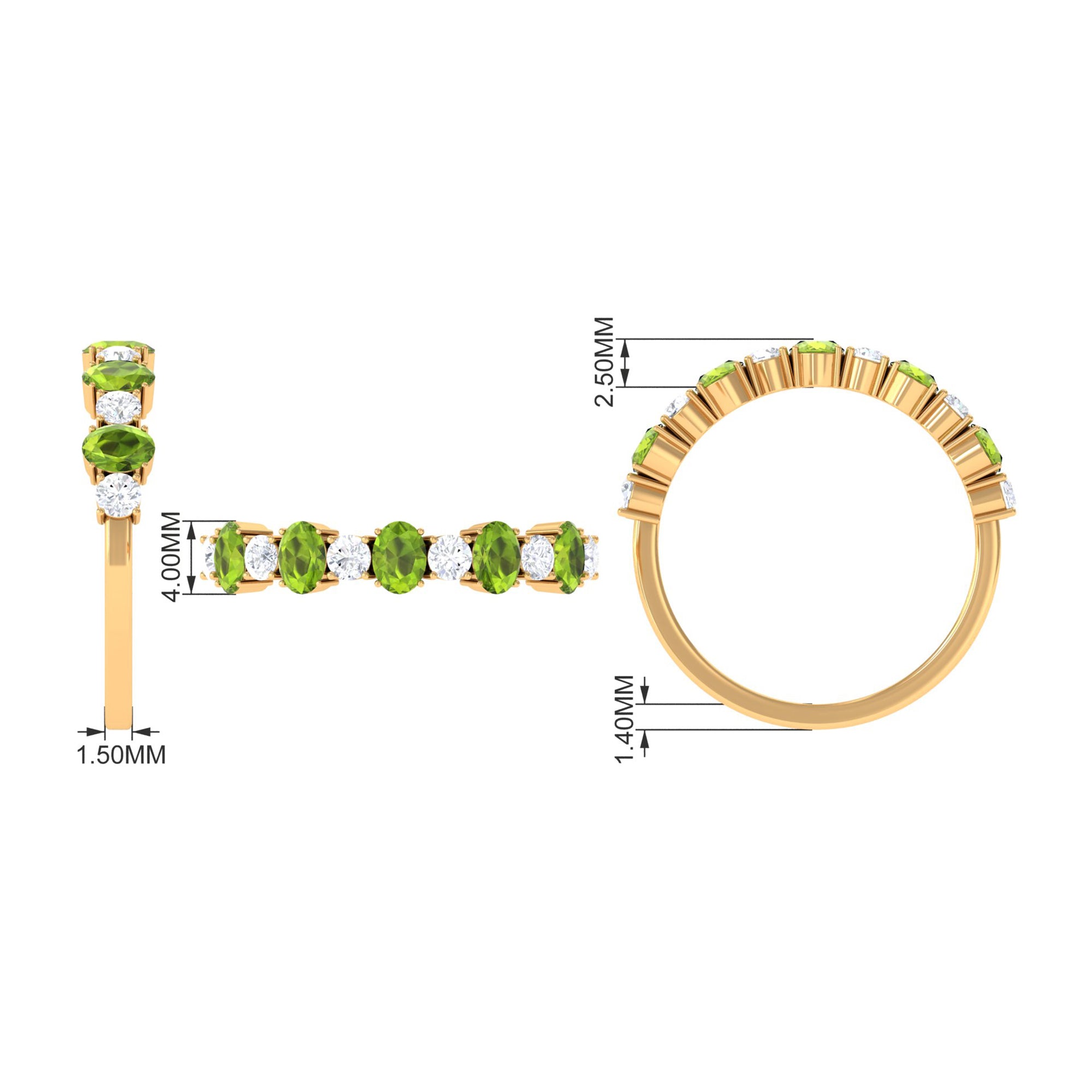 1.50 CT Alternate Peridot and Diamond Half Eternity Ring Peridot - ( AAA ) - Quality - Rosec Jewels