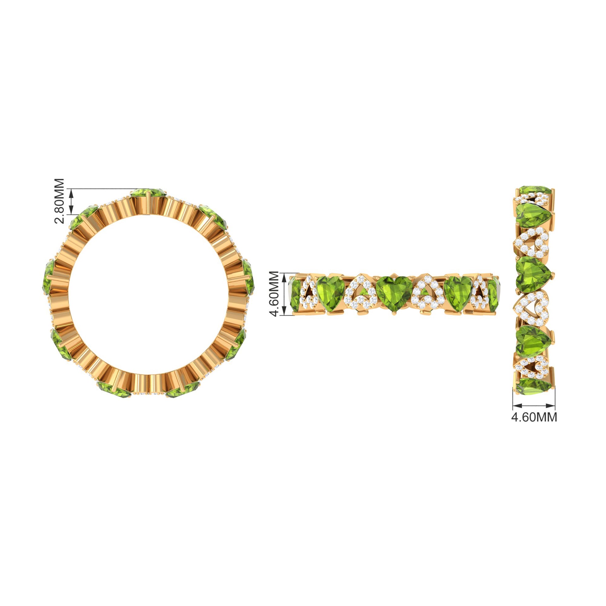 Peridot and Diamond Heart Shape Eternity Ring Peridot - ( AAA ) - Quality - Rosec Jewels