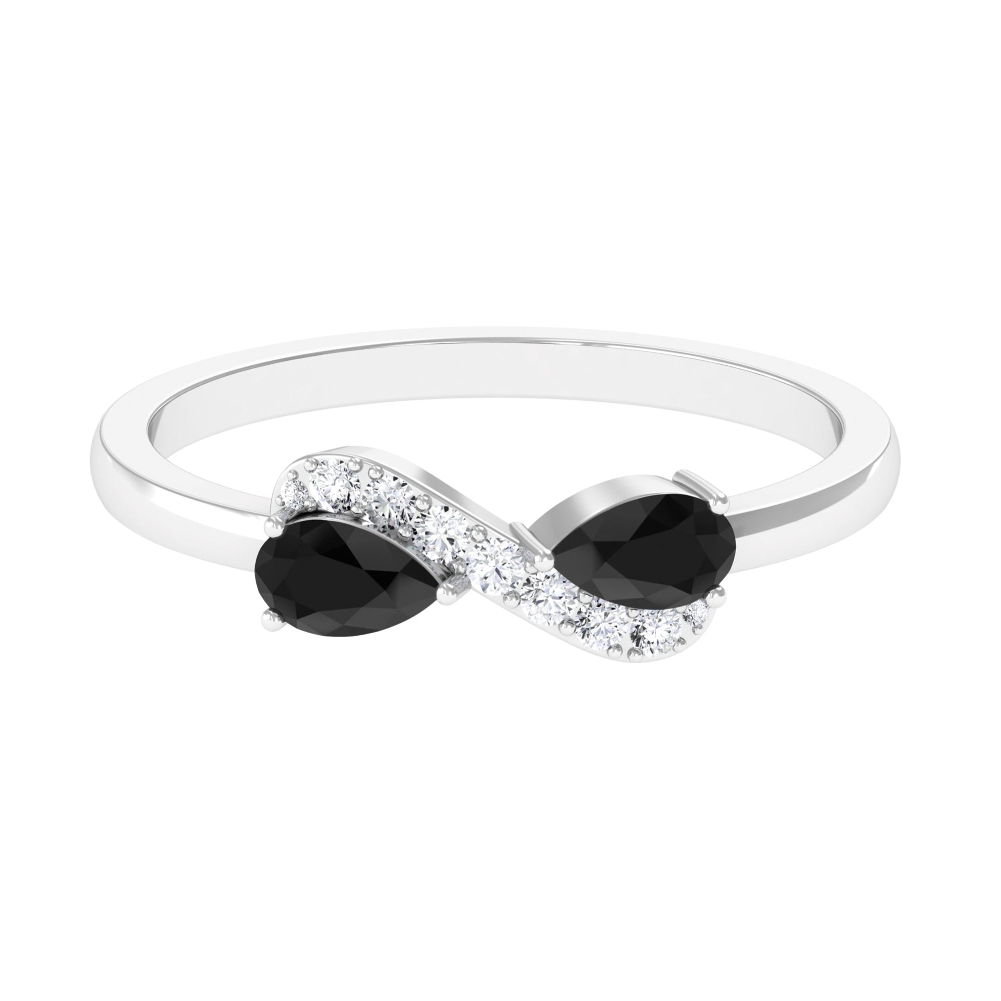 1/2 CT Black Diamond and Diamond Infinity Promise Ring Black Diamond - ( AAA ) - Quality - Rosec Jewels