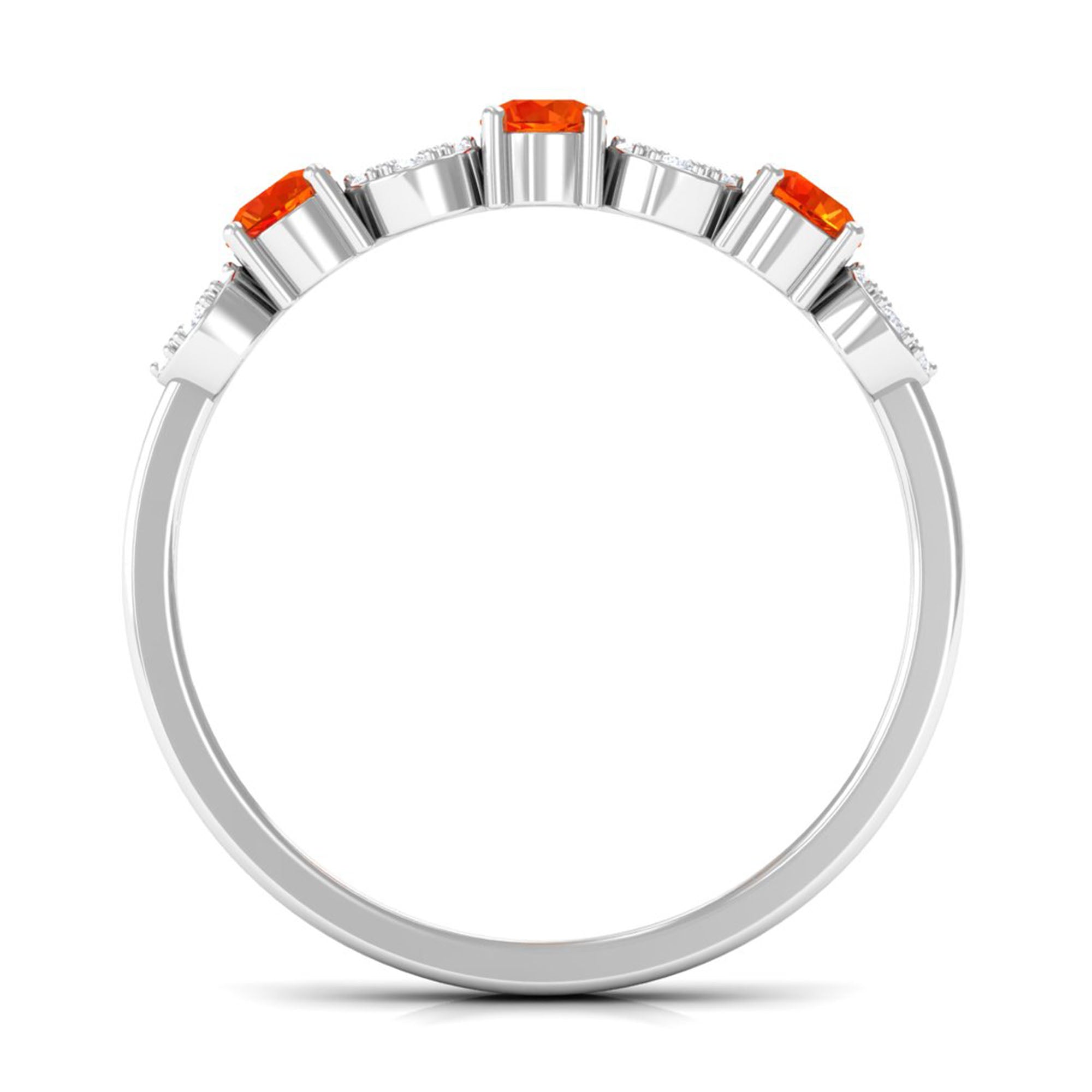 Semi Eternity Ring with Orange Sapphire and Diamond Orange Sapphire - ( AAA ) - Quality - Rosec Jewels