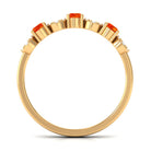 Semi Eternity Ring with Orange Sapphire and Diamond Orange Sapphire - ( AAA ) - Quality - Rosec Jewels