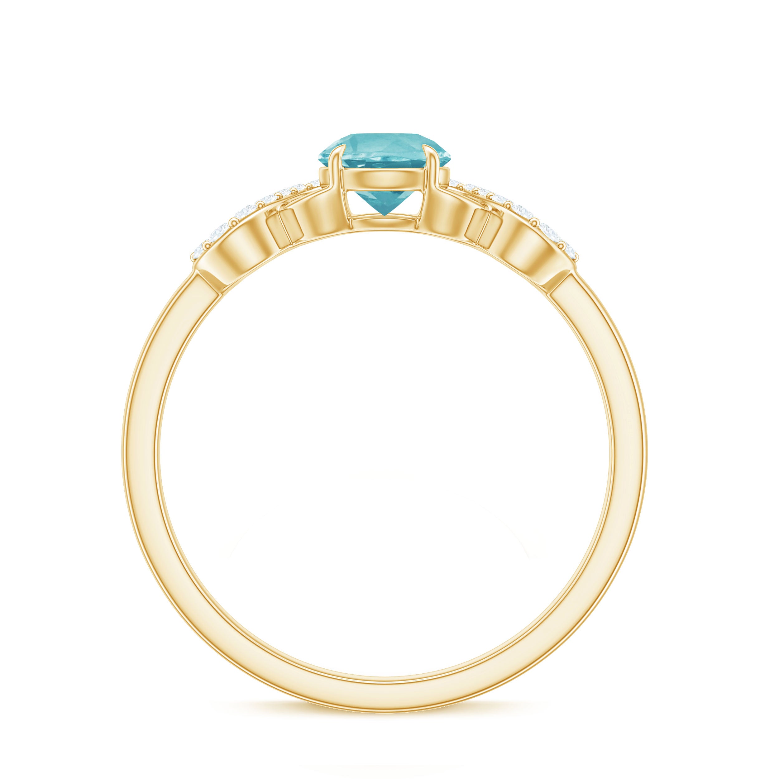 Round Sky Blue Topaz Solitaire Ring with Infinity Diamond Sky Blue Topaz - ( AAA ) - Quality - Rosec Jewels