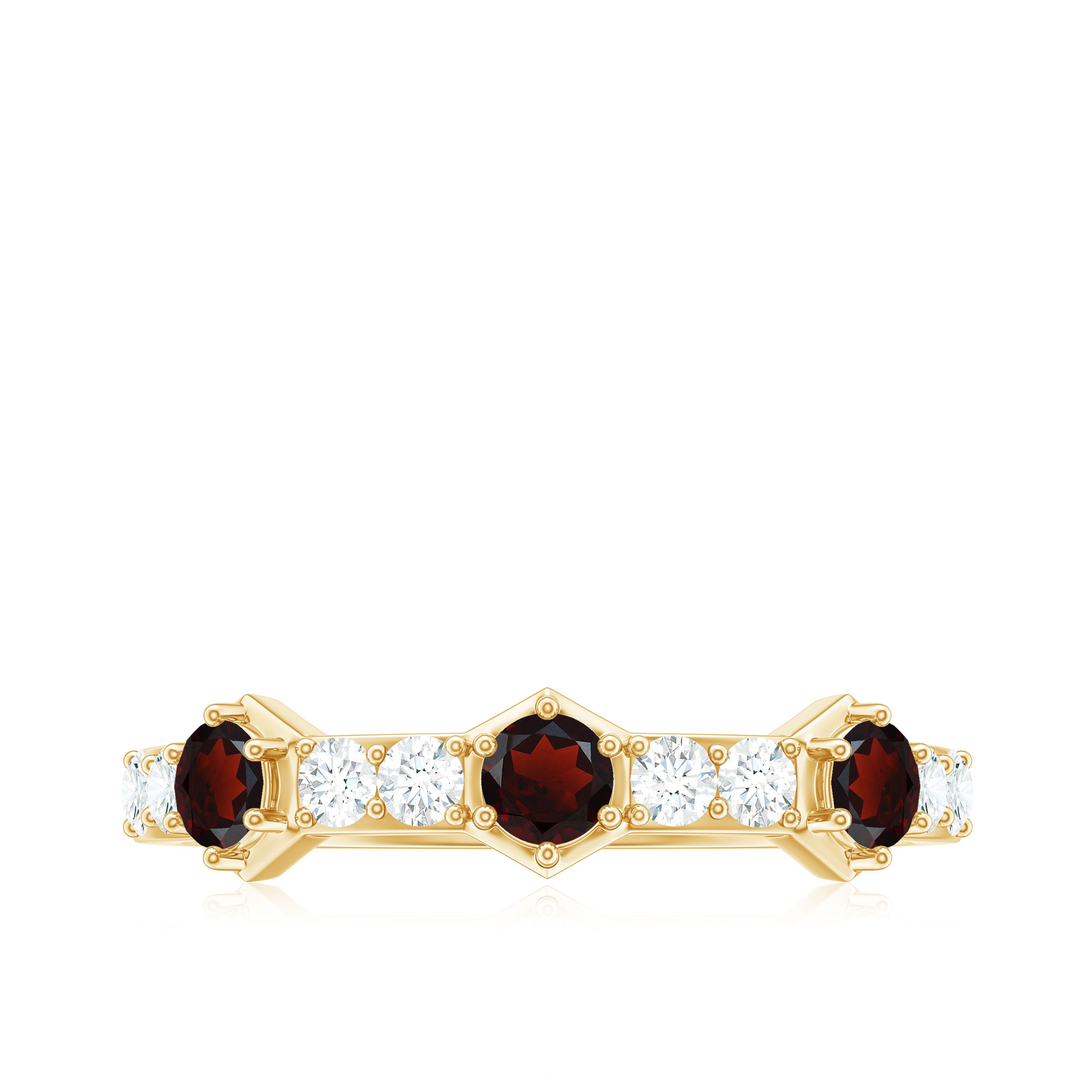 Genuine Garnet Semi Eternity Band Ring Garnet - ( AAA ) - Quality - Rosec Jewels