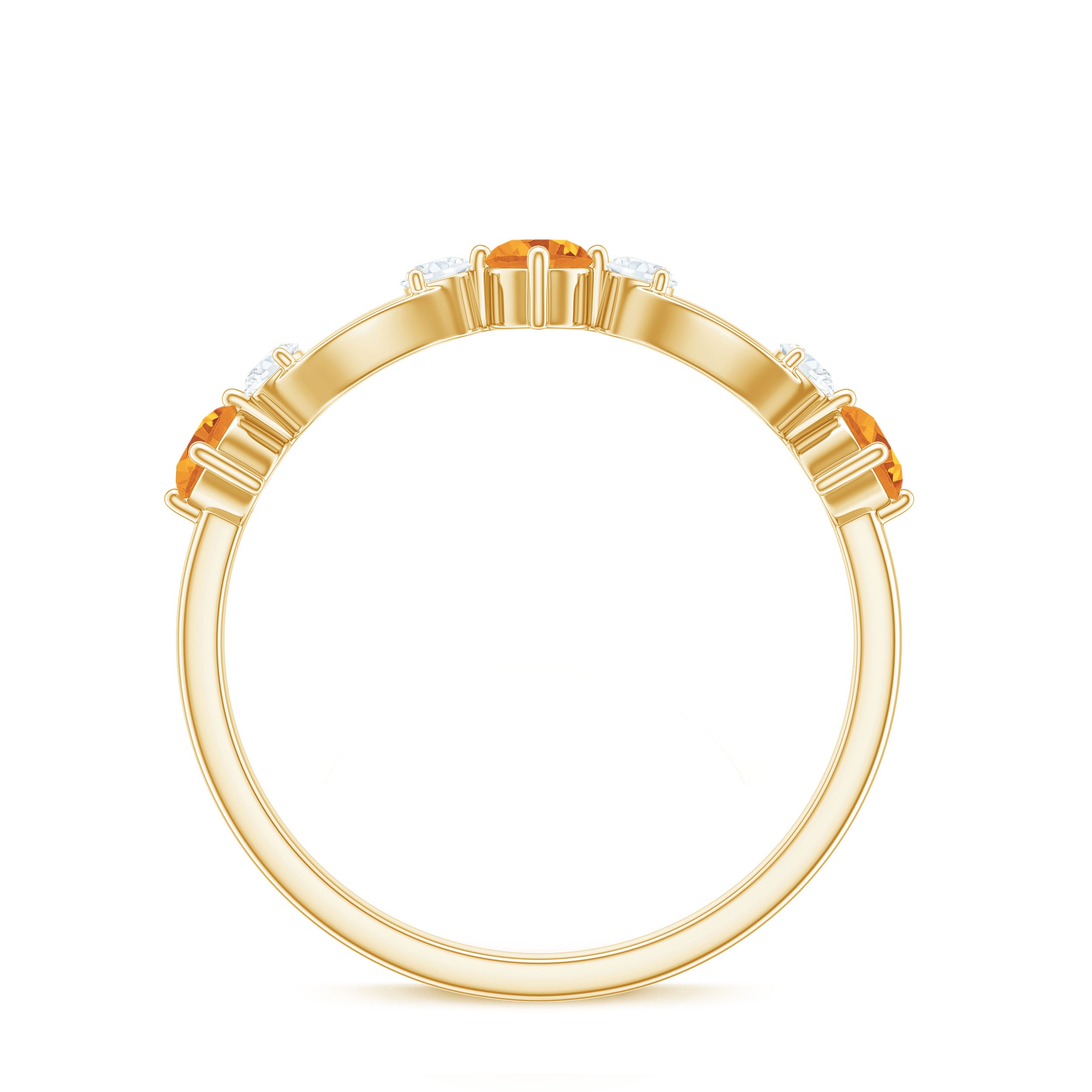 Citrine and Diamond Minimal Promise Eternity Ring Citrine - ( AAA ) - Quality - Rosec Jewels