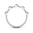 1 CT Bezel Set Round Blue Sapphire Half Eternity Ring Blue Sapphire - ( AAA ) - Quality - Rosec Jewels