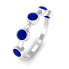 1 CT Bezel Set Round Blue Sapphire Half Eternity Ring Blue Sapphire - ( AAA ) - Quality - Rosec Jewels