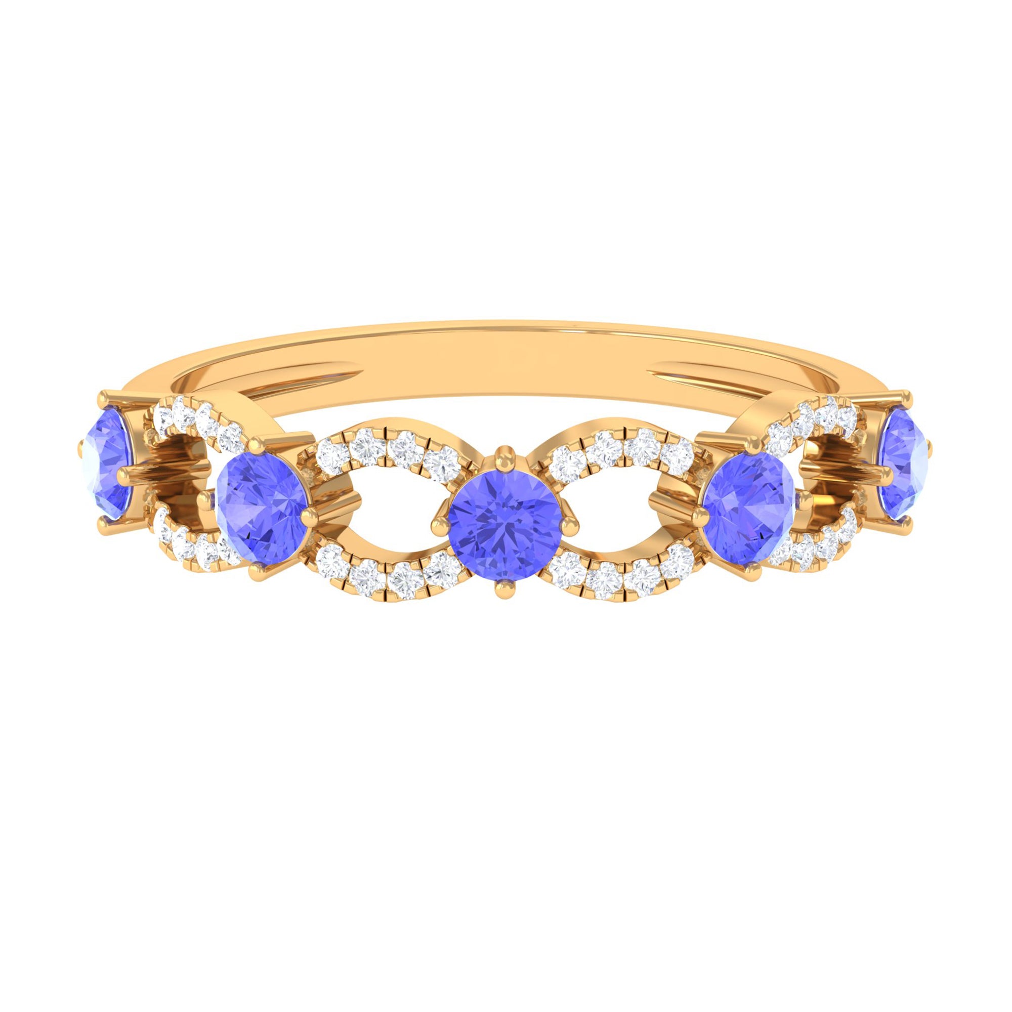 Tanzanite and Diamond Designer Eternity Ring Tanzanite - ( AAA ) - Quality - Rosec Jewels