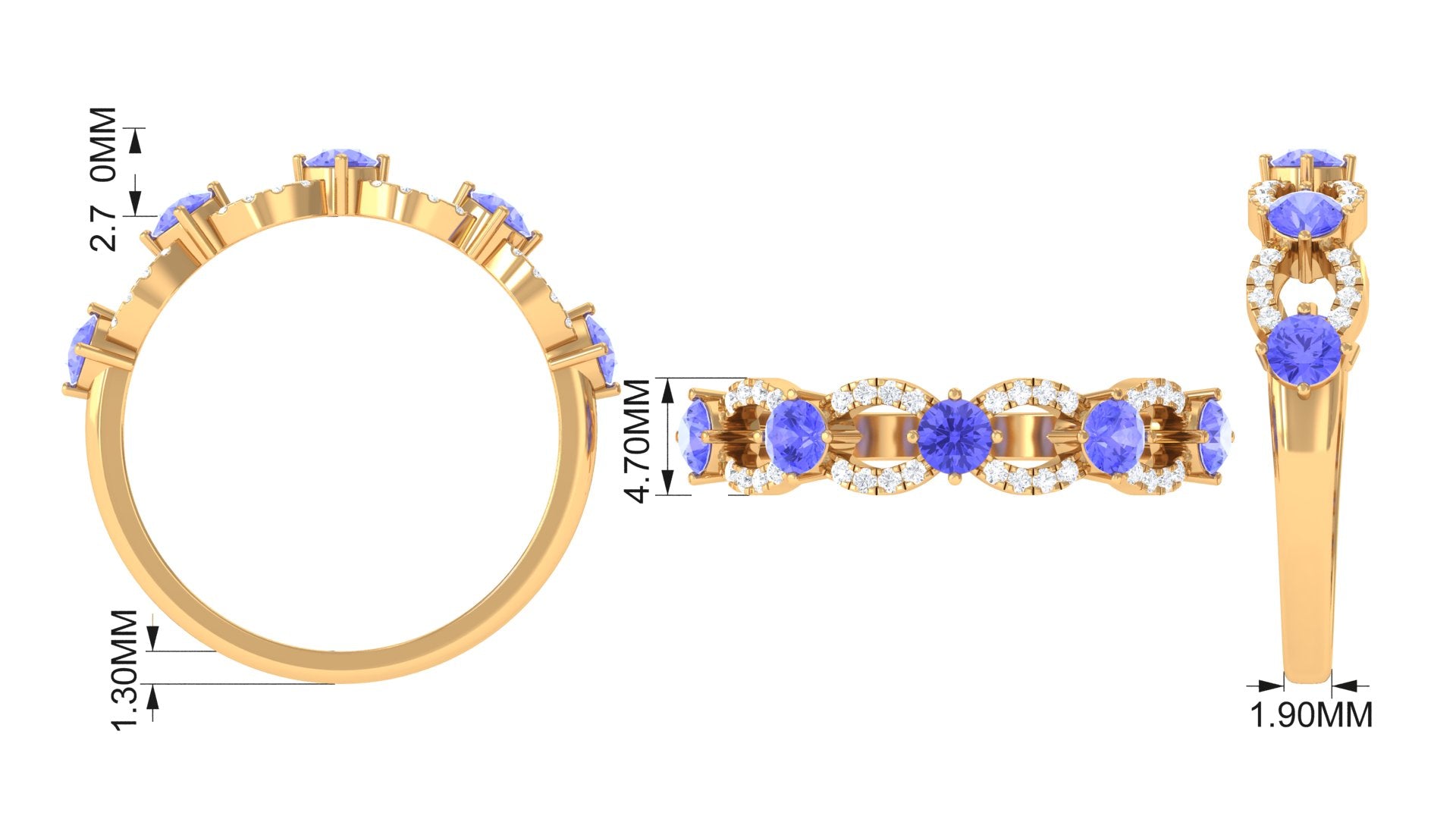 Tanzanite and Diamond Designer Eternity Ring Tanzanite - ( AAA ) - Quality - Rosec Jewels