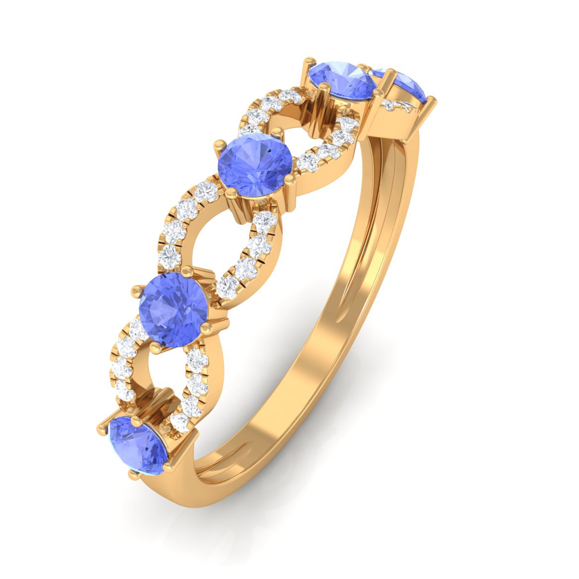 Tanzanite and Diamond Designer Eternity Ring Tanzanite - ( AAA ) - Quality - Rosec Jewels