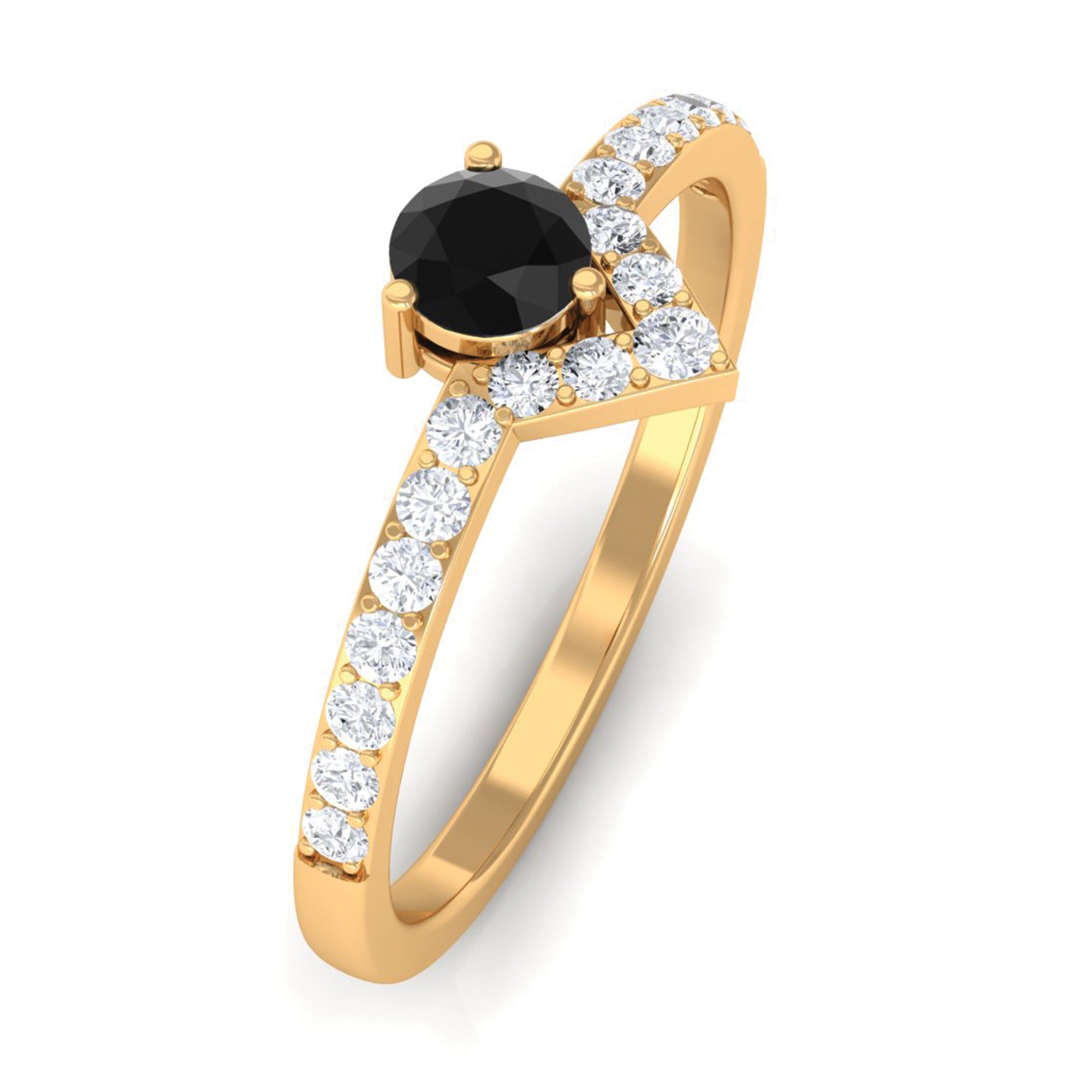 1 CT Minimal Black Diamond Promise Ring with White Diamond Black Diamond - ( AAA ) - Quality - Rosec Jewels