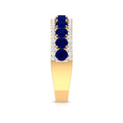 2 CT Created Blue Sapphire Anniversary Ring with Diamond Accent Lab Created Blue Sapphire - ( AAAA ) - Quality - Rosec Jewels