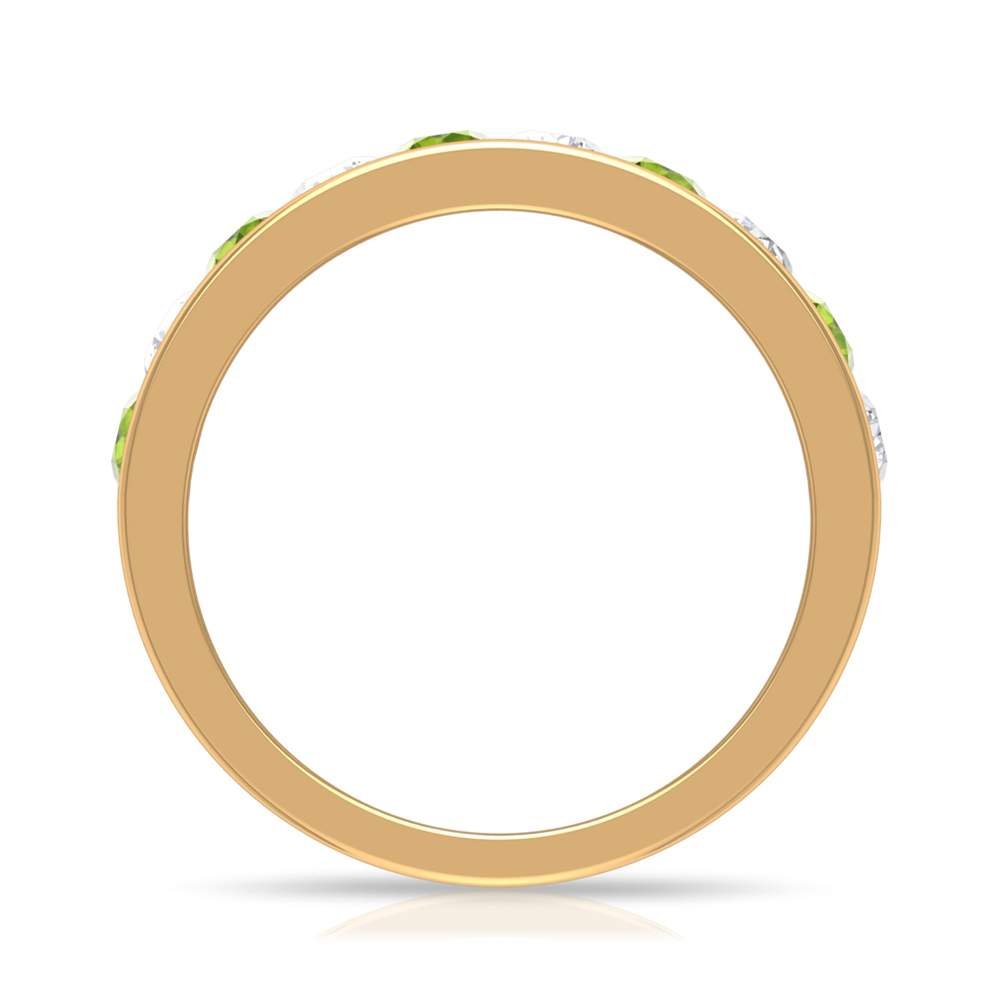 1.50 CT Real Peridot Half Eternity Band Ring with Moissanite Peridot - ( AAA ) - Quality - Rosec Jewels