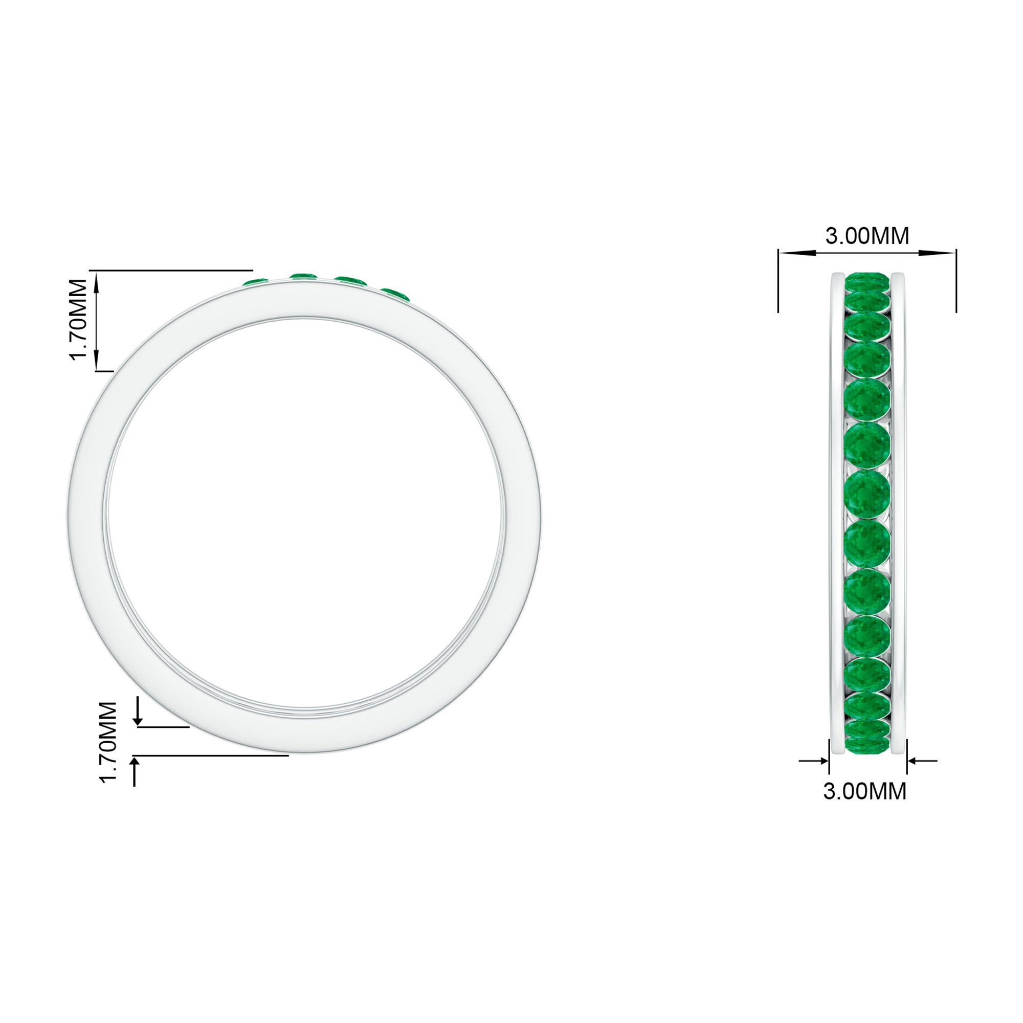 1.50 CT Emerald Channel Set Eternity Band Ring Emerald - ( AAA ) - Quality - Rosec Jewels