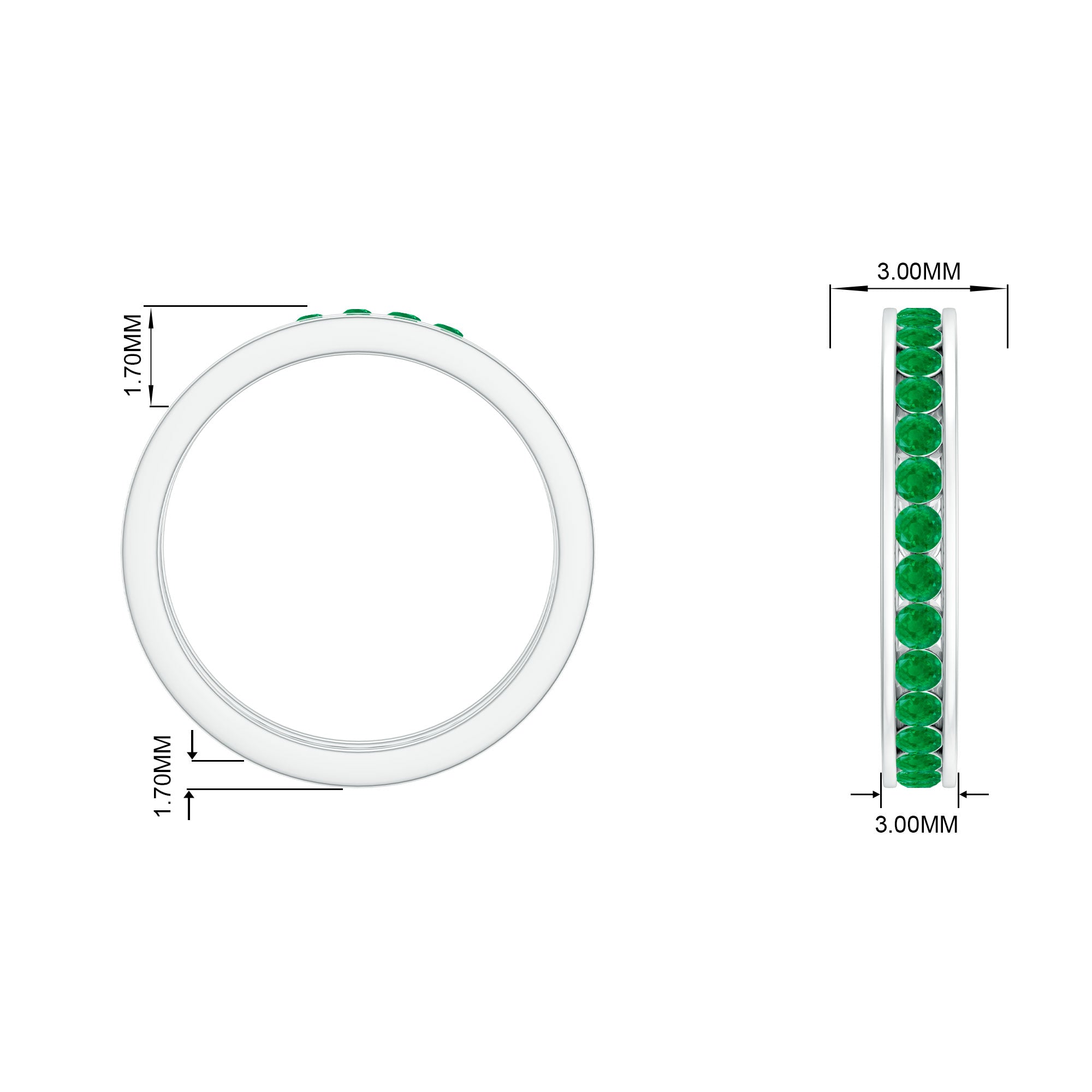 1.50 CT Emerald Channel Set Eternity Band Ring Emerald - ( AAA ) - Quality - Rosec Jewels