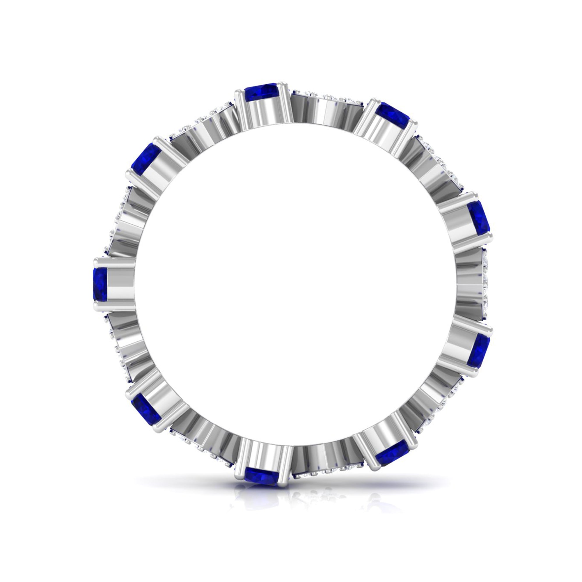 2 CT Natural Blue Sapphire and Diamond Eternity Band Ring Blue Sapphire - ( AAA ) - Quality - Rosec Jewels