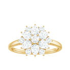 1.25 CT Moissanite Flower Cocktail Ring in Gold Moissanite - ( D-VS1 ) - Color and Clarity - Rosec Jewels