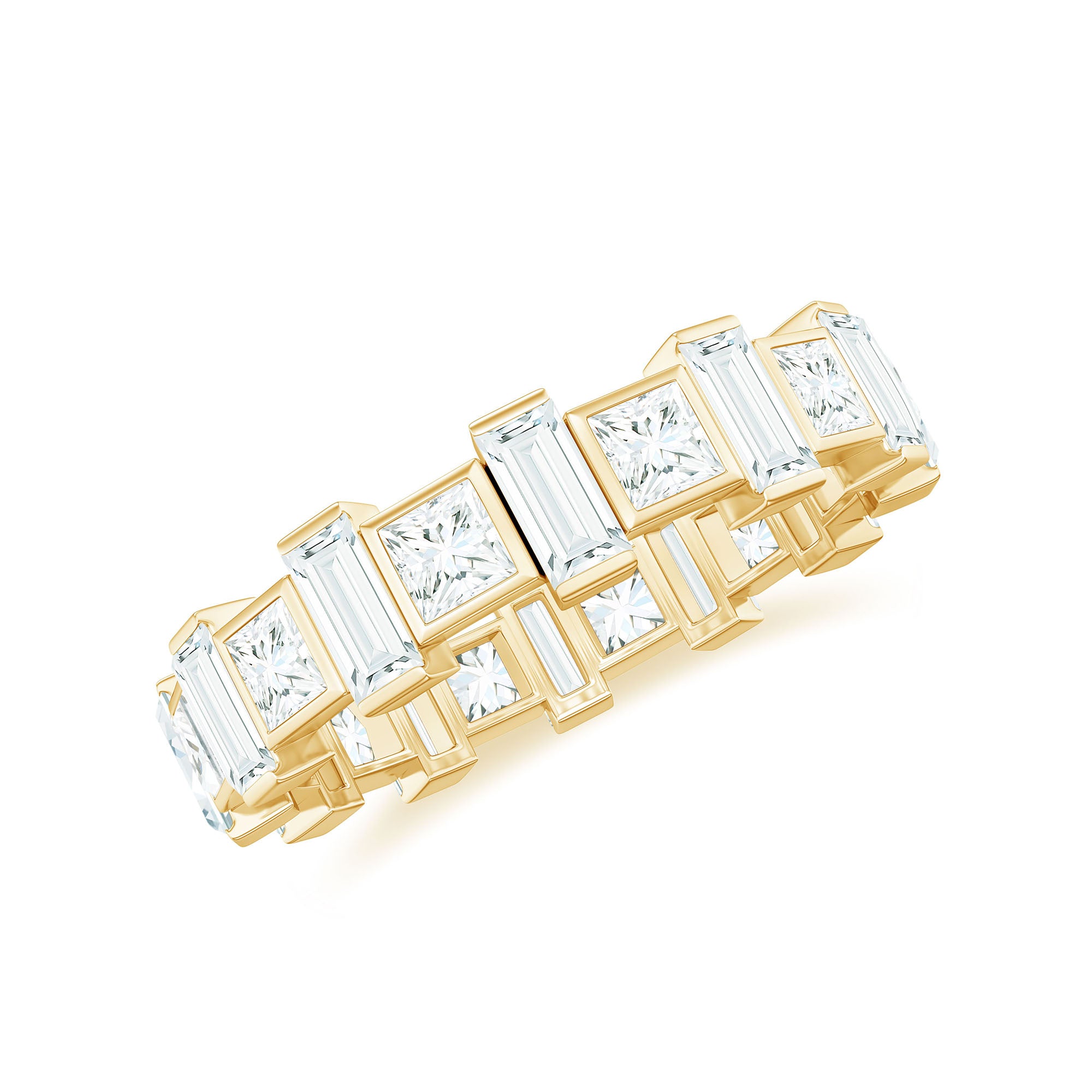 2.75 CT Baguette and Princess Cut Moissanite Eternity Ring Moissanite - ( D-VS1 ) - Color and Clarity - Rosec Jewels