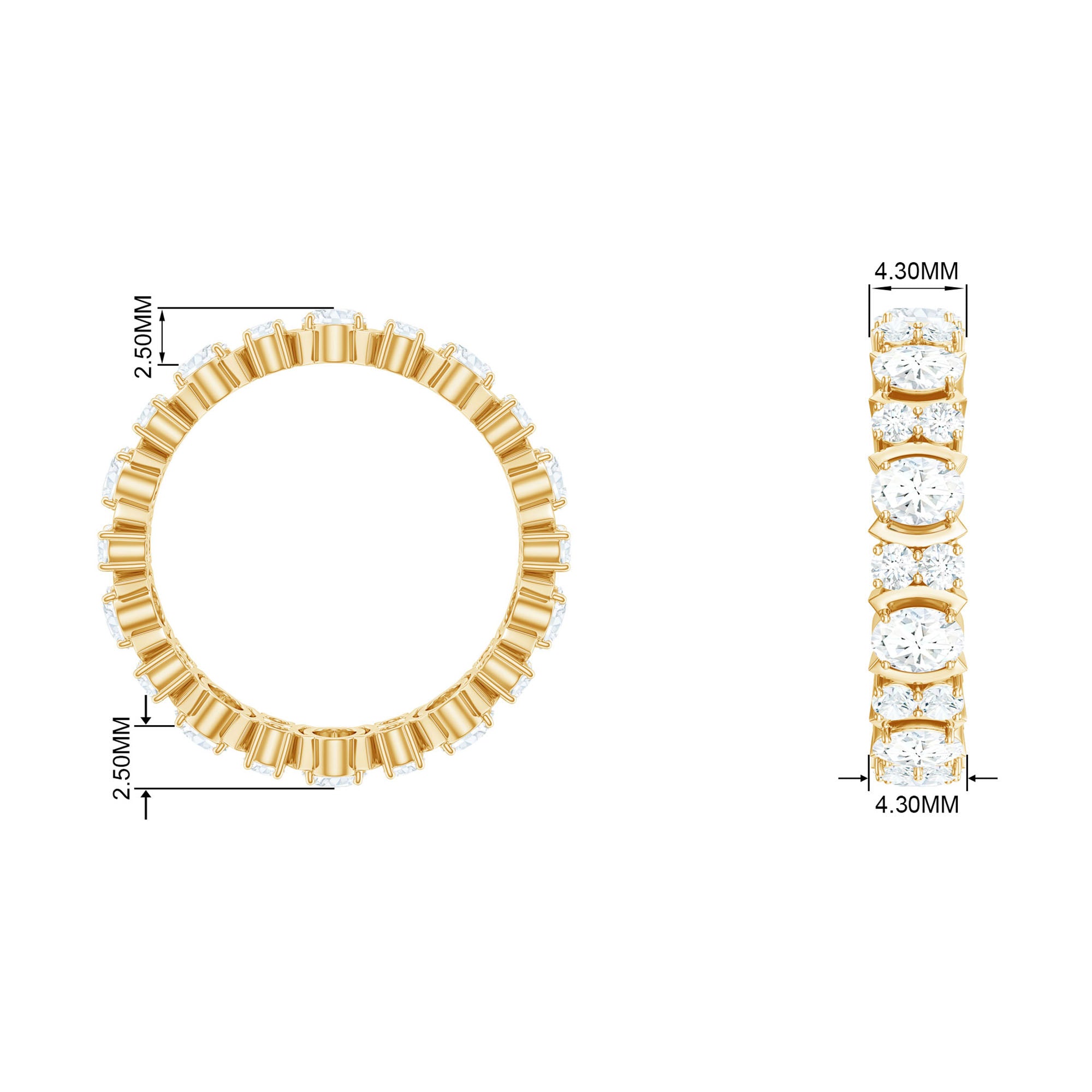 Oval and Round Cut Moissanite Eternity Ring Moissanite - ( D-VS1 ) - Color and Clarity - Rosec Jewels