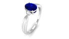 Oval Shape Real Blue Sapphire Solitaire Ring with Diamond Blue Sapphire - ( AAA ) - Quality - Rosec Jewels