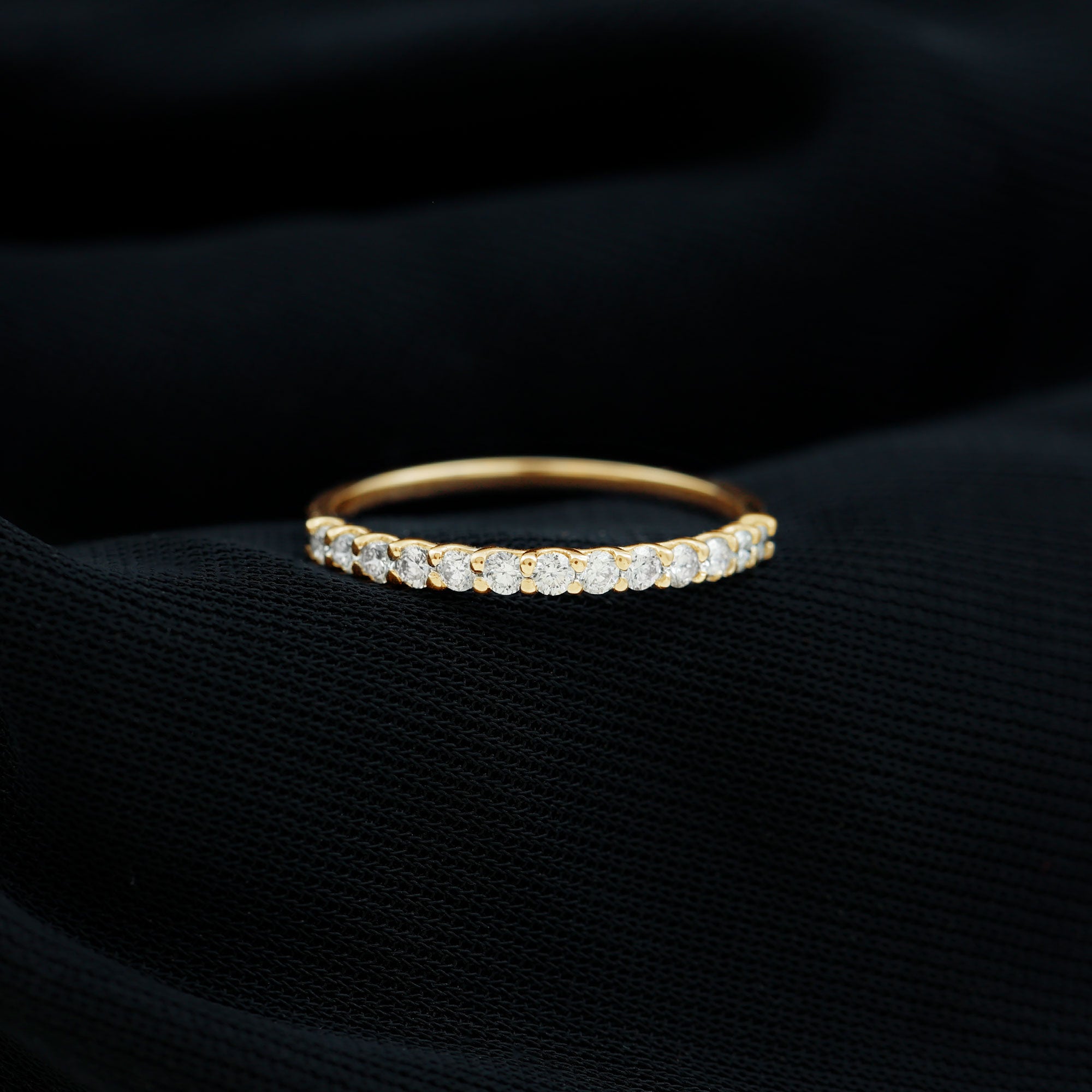 Moissanite Simple Half Eternity Ring in Shared Prong Setting Moissanite - ( D-VS1 ) - Color and Clarity - Rosec Jewels