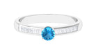 1/2 CT Solitaire Accent Ring with Swiss Blue Topaz and Diamond Swiss Blue Topaz - ( AAA ) - Quality - Rosec Jewels