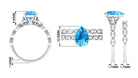 2.75 CT Swiss Blue Topaz Solitaire Ring with Moissanite Eternity Band Swiss Blue Topaz - ( AAA ) - Quality - Rosec Jewels