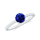 1.75 CT Created Blue Sapphire and Diamond Engagement Ring Lab Created Blue Sapphire - ( AAAA ) - Quality - Rosec Jewels