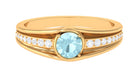 3/4 CT Round Shape Sky Blue Topaz Solitaire Ring with Diamond Side Stones Sky Blue Topaz - ( AAA ) - Quality - Rosec Jewels